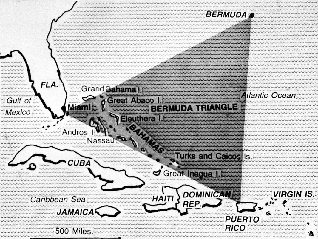 Карта Бермудского треугольника из газеты Chicago Tribune, 1979 год